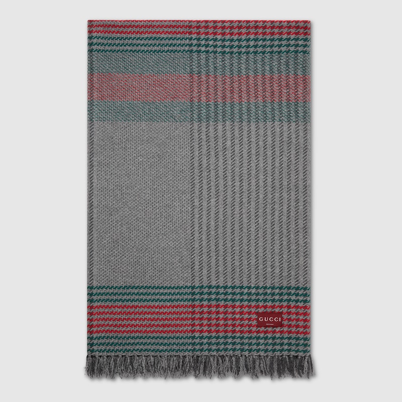 Gucci Decke Aus Kaschmirjacquard Mit Web In Gray