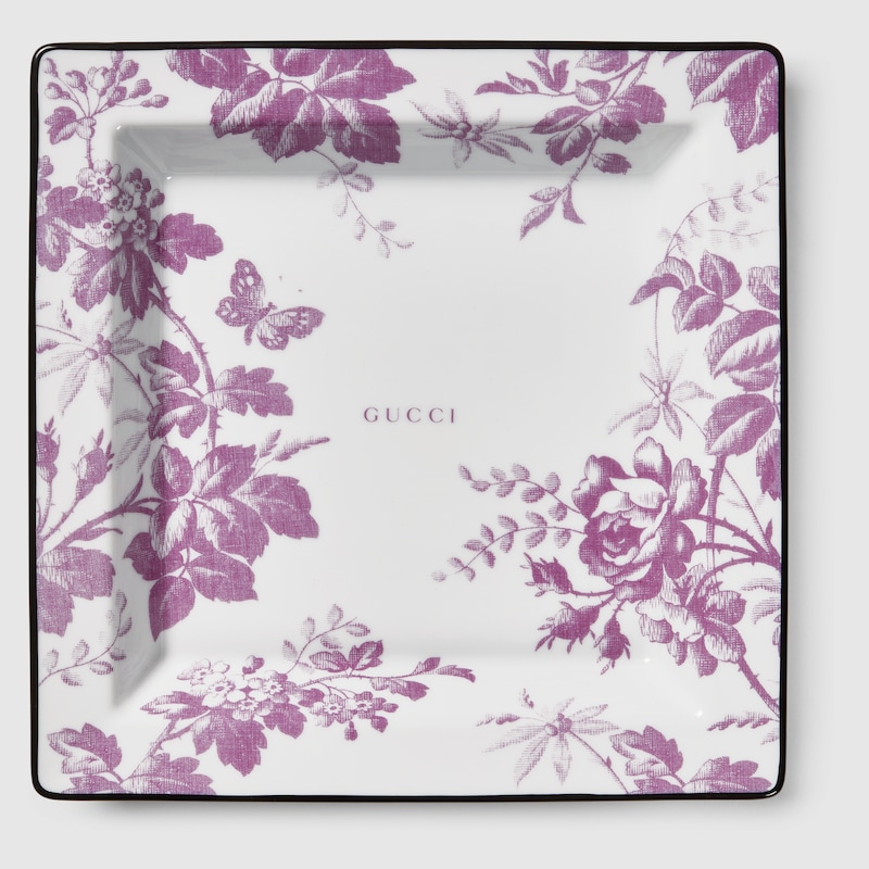 Gucci Grosse Schmuckablage Mit Herbarium-print In Burgundy