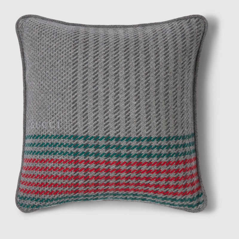 Gucci Kissen Aus Kaschmirjacquard Mit Web In Gray