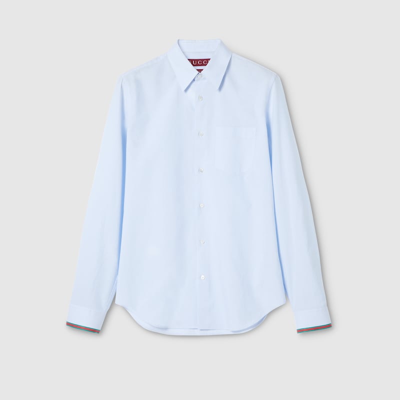 Striped Cotton Shirt With Web Striped Cotton Shirt With Web