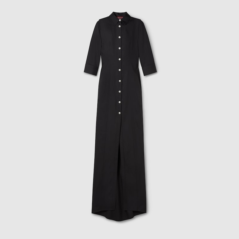 Gucci Dry Silk Wool Dress In Black