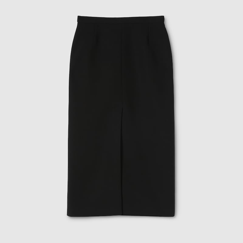 Gucci Wool Crêpe Skirt With Detail In Black
