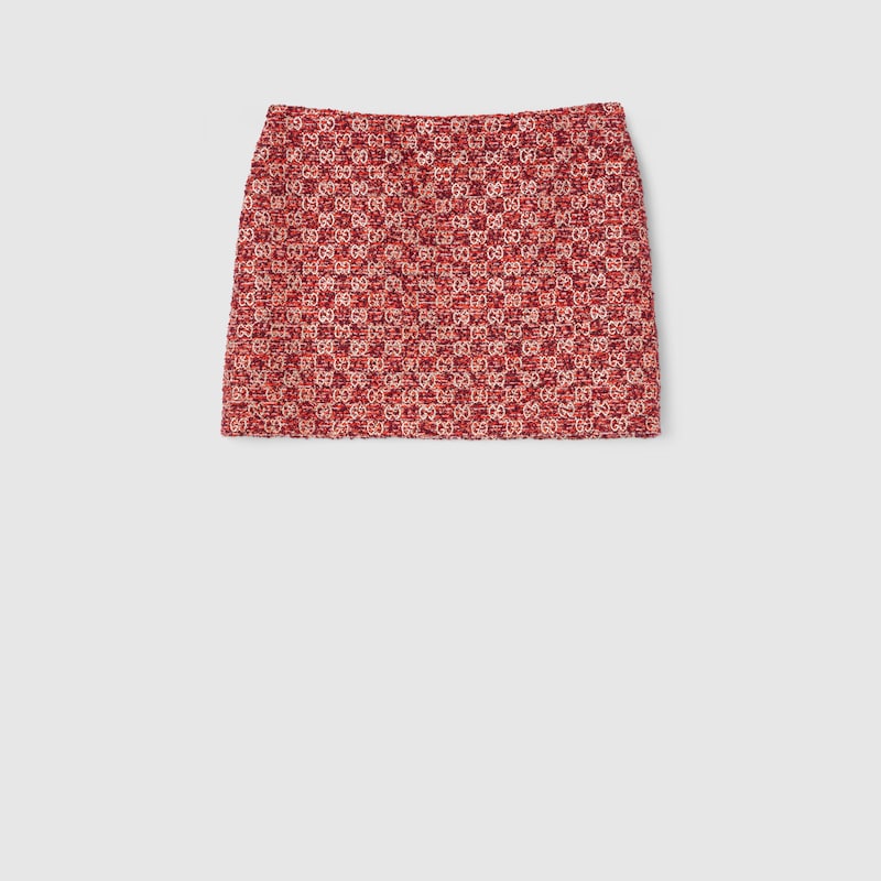 Gucci Gg Tweed Skirt In Red