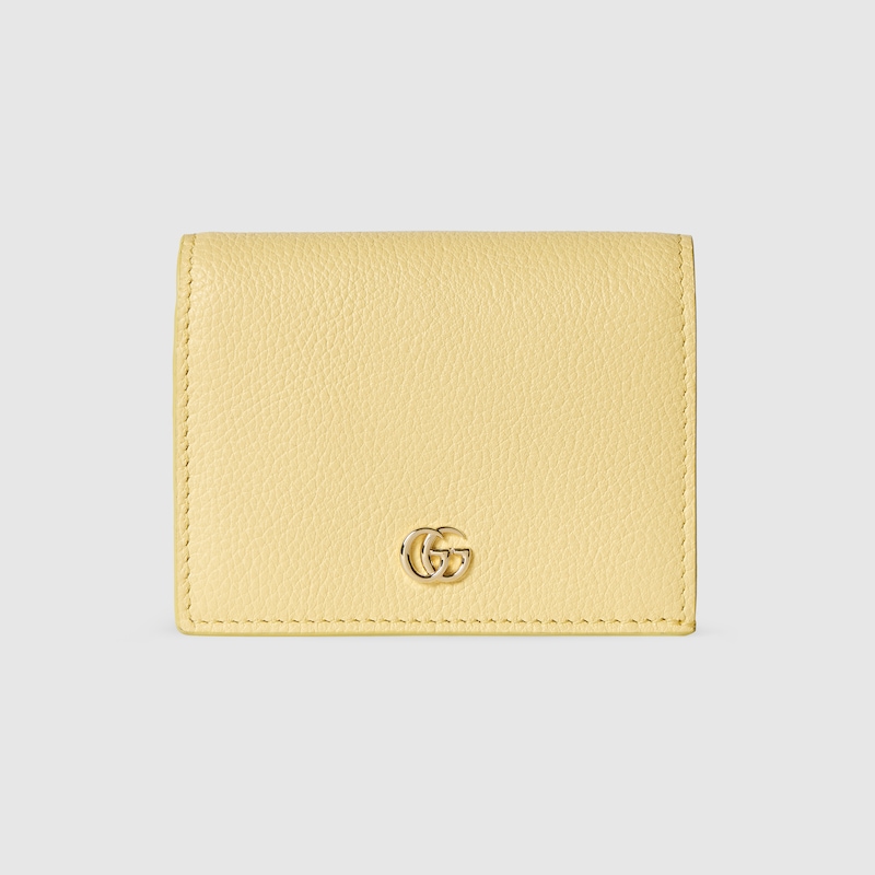 Gucci Brown Interior Gg Marmont Small Wallet In Yellow