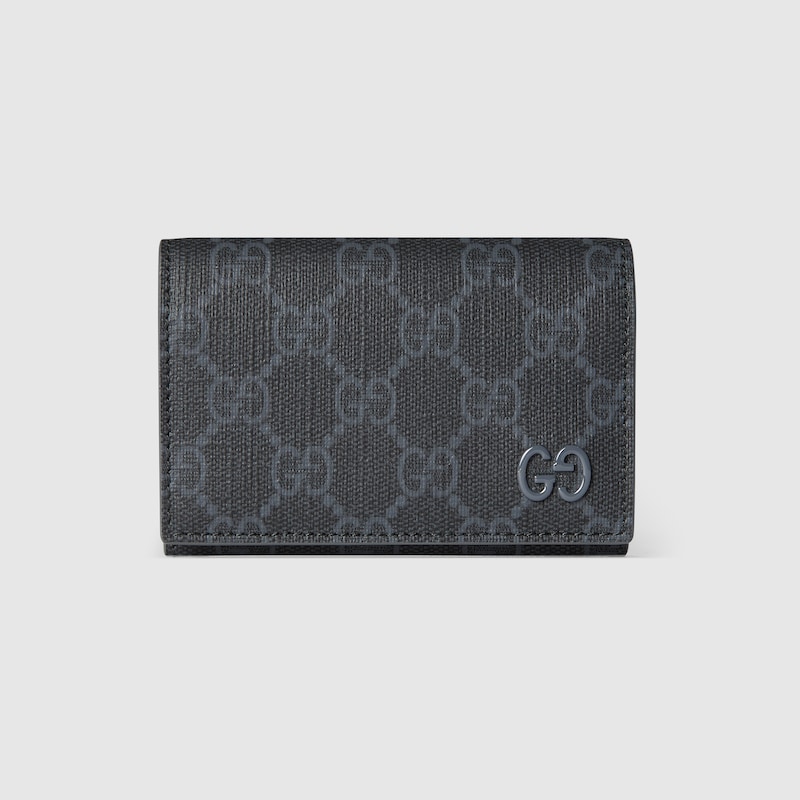 Gucci Grey Interior Gg Card Case In Black