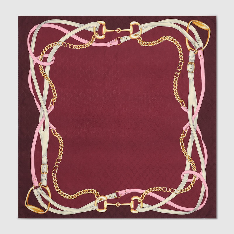 Gucci Printed Gg Silk Jacquard Carré In Multi