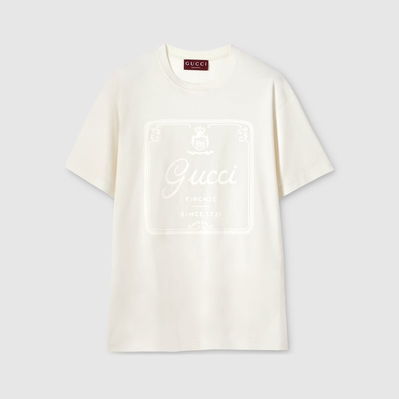 Gucci Soft Cotton Jersey T-shirt With Print In Sand