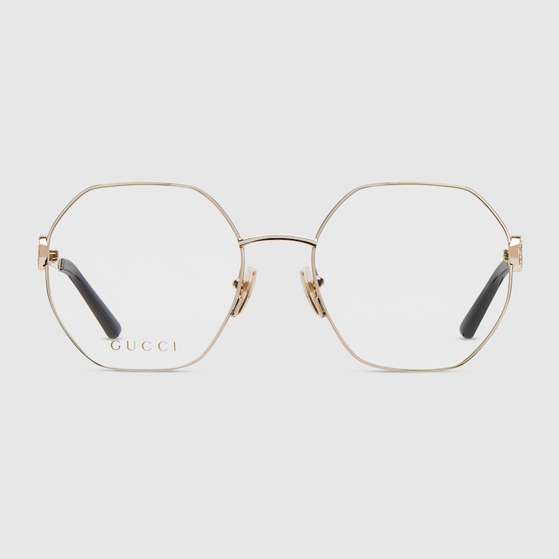 Gucci Eckiges Brillengestell In Gold
