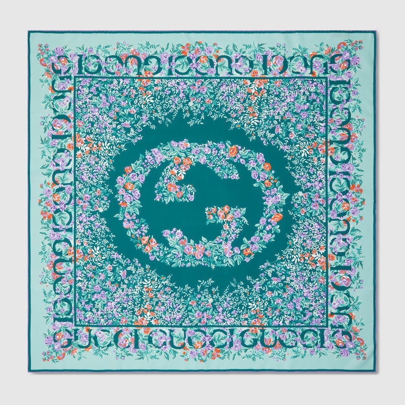 Gucci Vierecktuch Aus Seidentwill Mit Print In Multi
