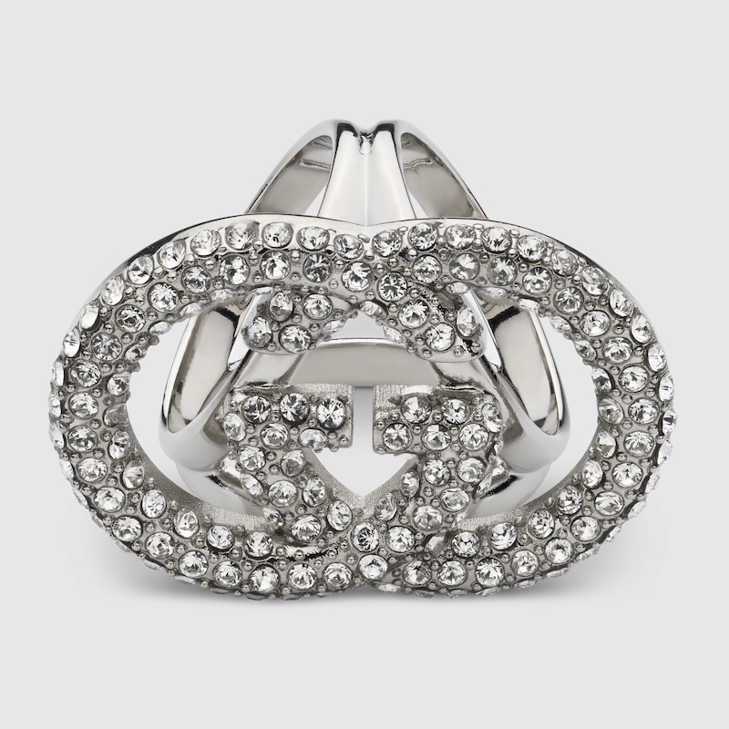 Gucci Tuchring Mit Gg Und Kristallen In Metallic