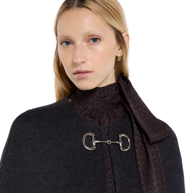 Gucci Silk Wool Cape With Horsebit | Thumbnail 3