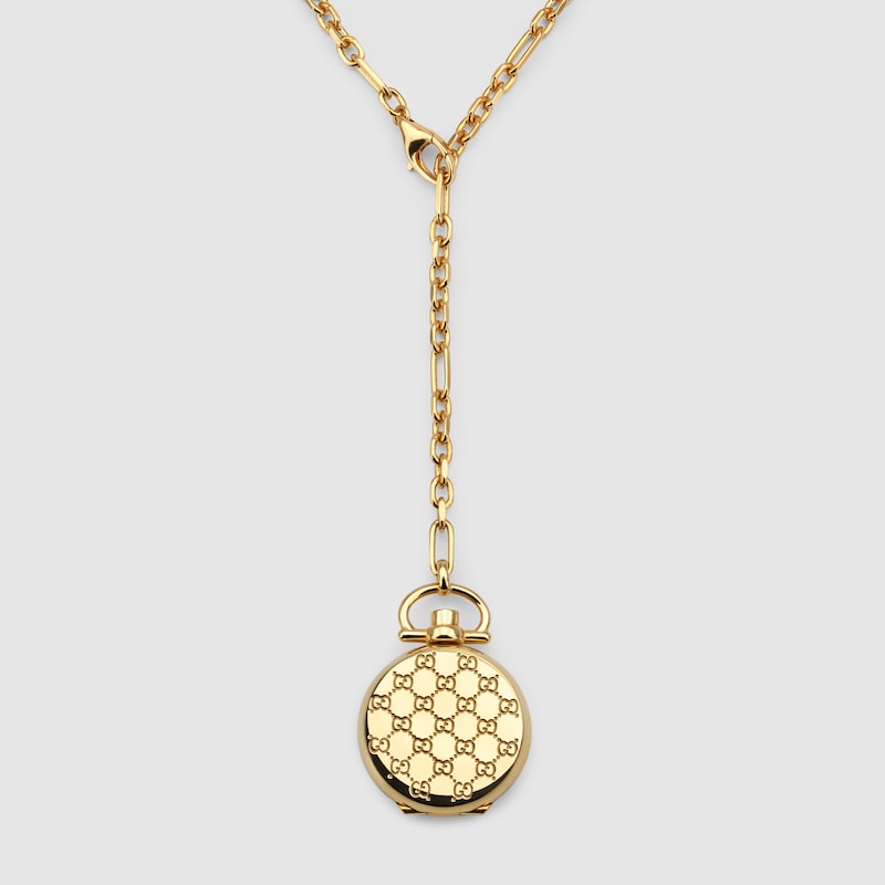 Gucci Gg Motif Locket Chain Necklace In Gold