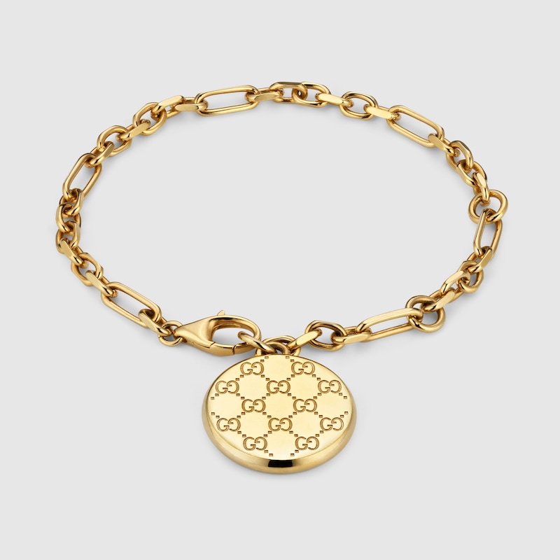 Gucci Gg Motif Charm Chain Bracelet In Gold