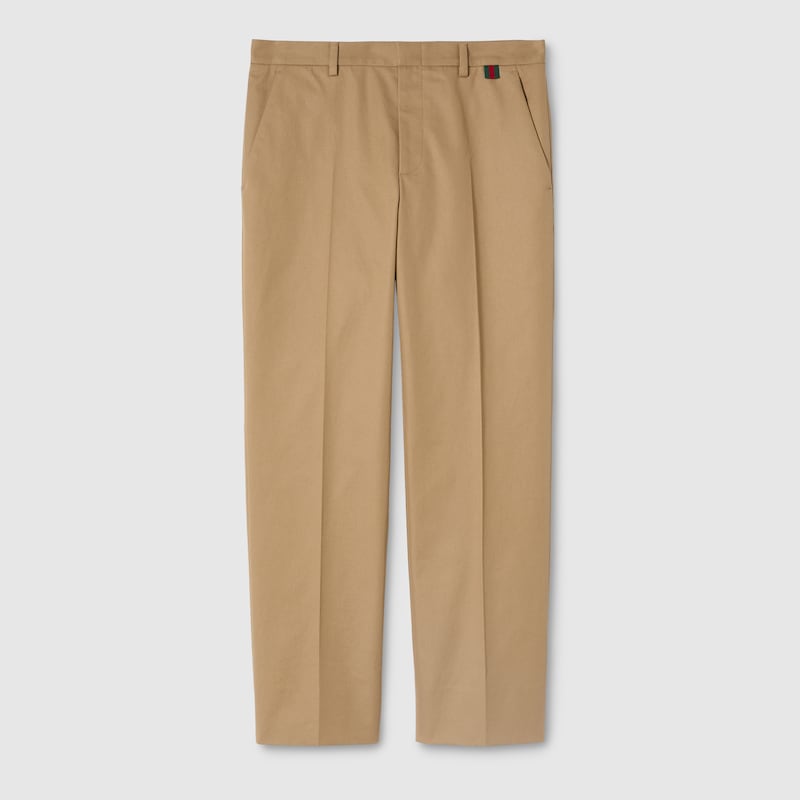 Gucci Cotton Twill Pants With Web Detail