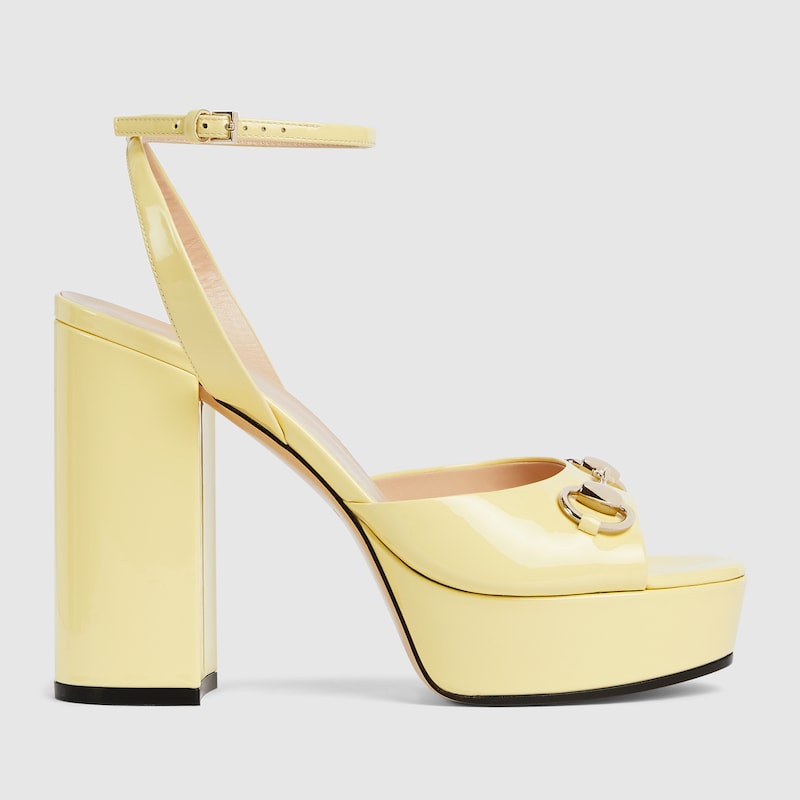 Gucci Women's Horsebit Platform Sandal In Yellow