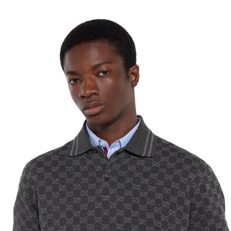 Gucci GG Cotton Piquet Jacquard Polo Shirt | Thumbnail 3 Gucci GG Cotton Piquet Jacquard Polo Shirt | Thumbnail 3