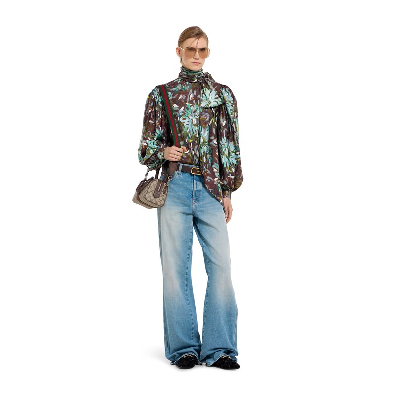 Gucci Flared Bleached Cotton Denim Pants | Thumbnail 2 Gucci Flared Bleached Cotton Denim Pants | Thumbnail 2