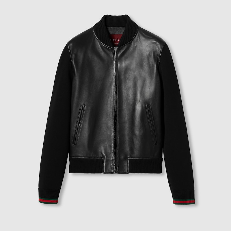Nappa Leather And Knit Bomber Jacket Nappa Leather And Knit Bomber Jacket