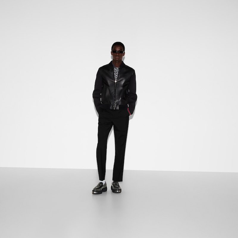Gucci Nappa Leather And Knit Bomber Jacket | Thumbnail 2 Gucci Nappa Leather And Knit Bomber Jacket | Thumbnail 2