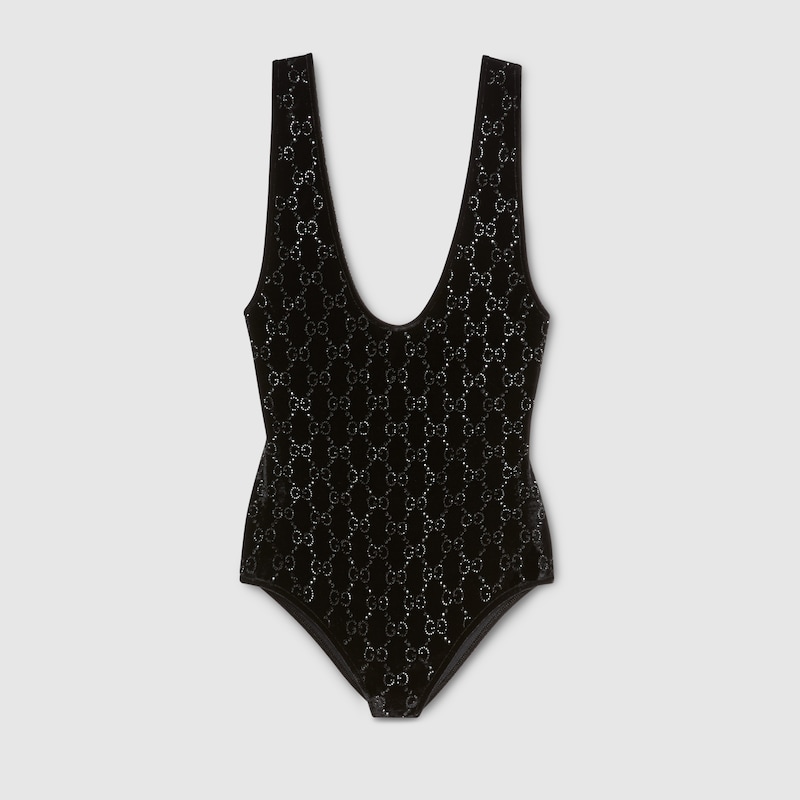 Gucci Chenille Bodysuit With GG Crystals
