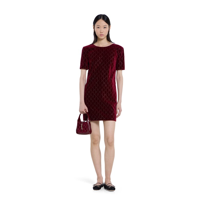 Gucci Embroidered Cotton Velvet Dress | Thumbnail 2 Gucci Embroidered Cotton Velvet Dress | Thumbnail 2