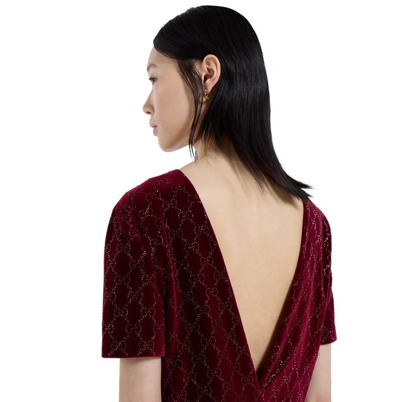 Gucci Embroidered Cotton Velvet Dress | Thumbnail 3 Gucci Embroidered Cotton Velvet Dress | Thumbnail 3