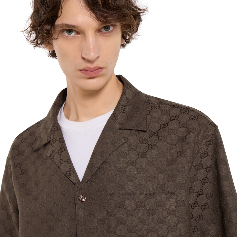 Gucci GG Canvas Linen Blend Bowling Shirt | Thumbnail 3 Gucci GG Canvas Linen Blend Bowling Shirt | Thumbnail 3