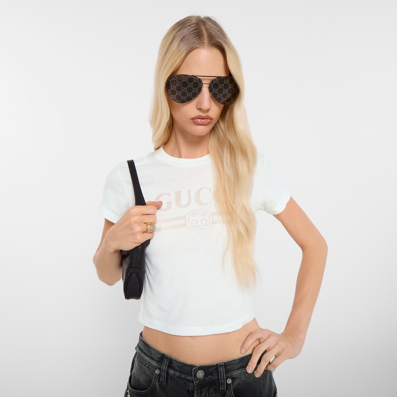 Gucci Cotton Jersey T-shirt With Devoré Detail | Thumbnail 3 Gucci Cotton Jersey T-shirt With Devoré Detail | Thumbnail 3