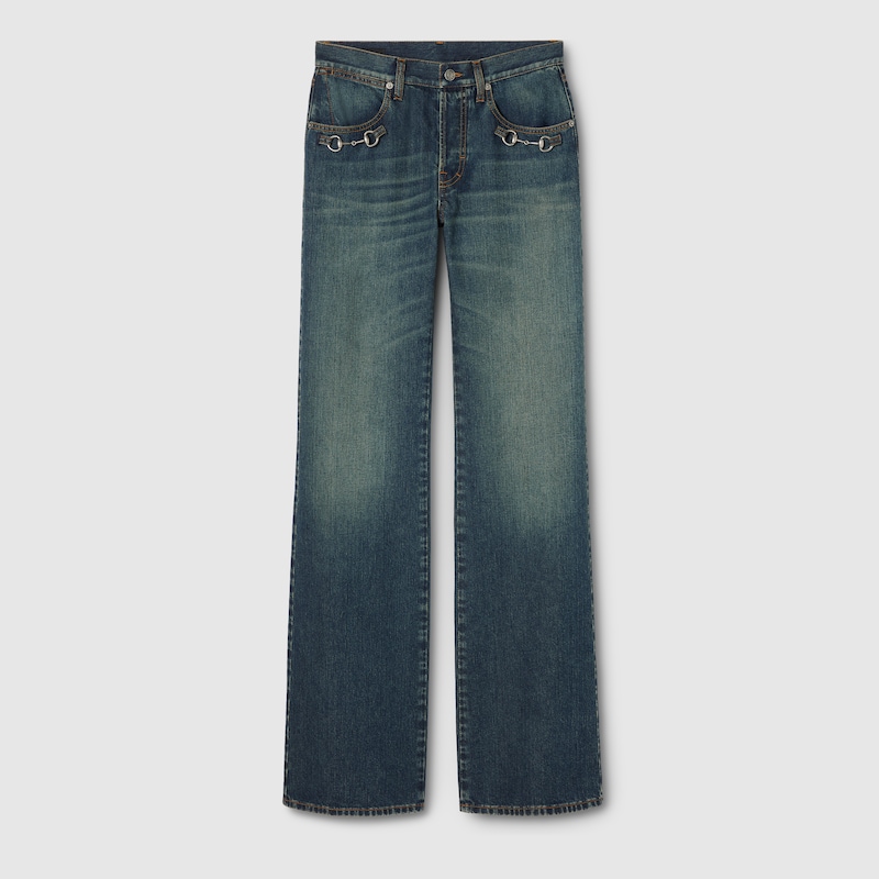 Cotton Denim Pants With Horsebit Cotton Denim Pants With Horsebit