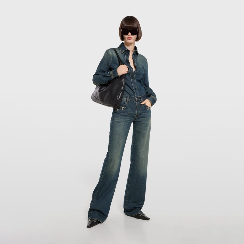 Gucci Cotton Denim Pants With Horsebit | Thumbnail 2 Gucci Cotton Denim Pants With Horsebit | Thumbnail 2