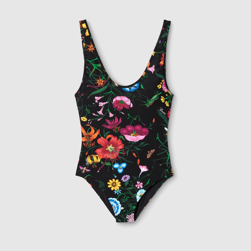Gucci Printed Sparkling Jersey Swimsuit In Black