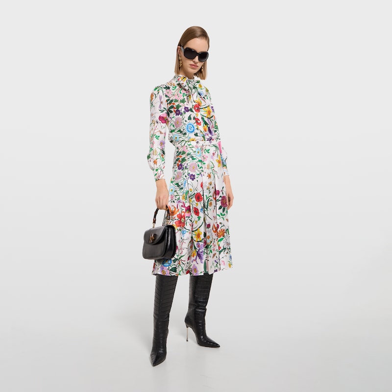Gucci Printed Silk Twill Shirt With Bow | Thumbnail 2 Gucci Printed Silk Twill Shirt With Bow | Thumbnail 2
