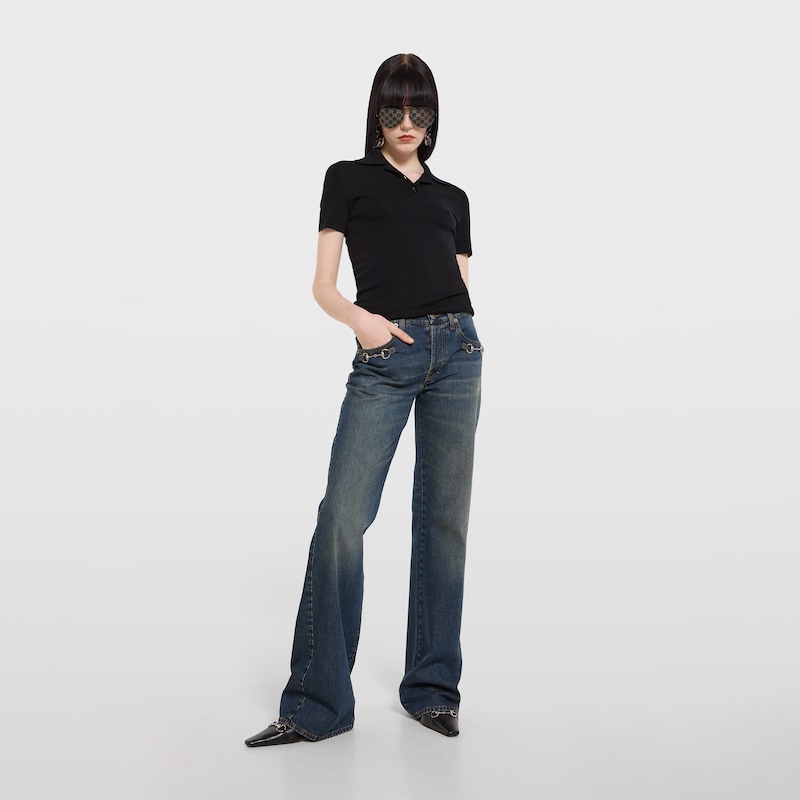 Gucci Cashmere Silk Polo Shirt With Embroidery | Thumbnail 2
