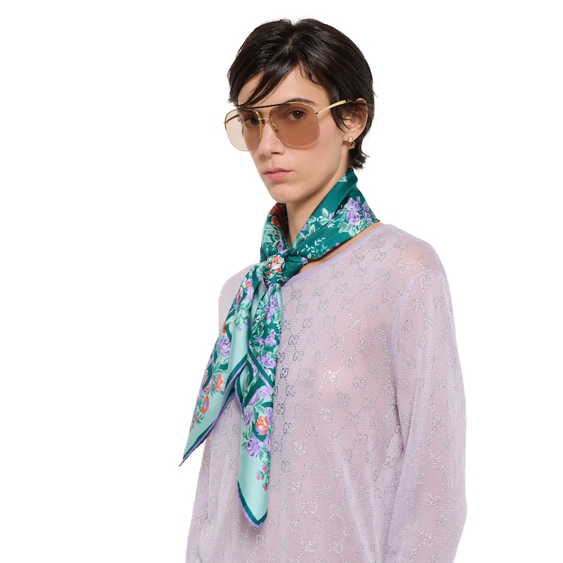 Gucci Printed Silk Twill Carré | Thumbnail 3 Gucci Printed Silk Twill Carré | Thumbnail 3
