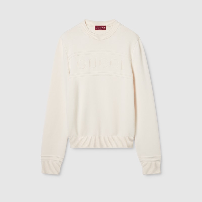 Knit Cotton Wool Sweater With Intarsia Knit Cotton Wool Sweater With Intarsia