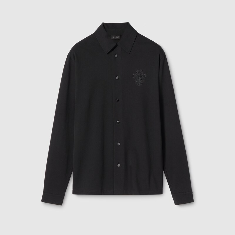 Cotton Piquet Shirt With Embroidery Cotton Piquet Shirt With Embroidery