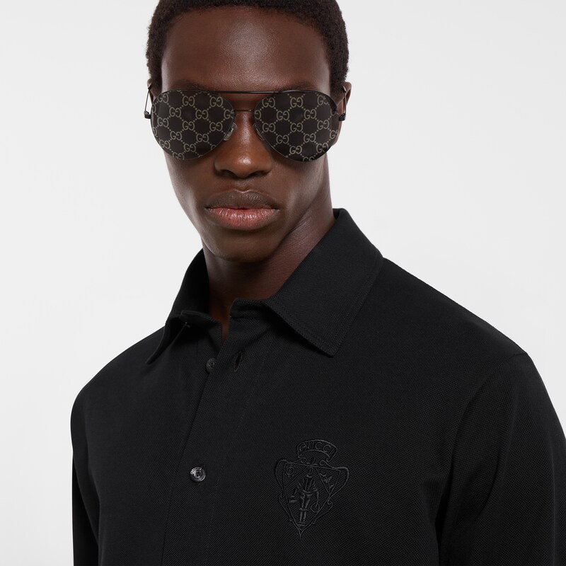 Gucci Cotton Piquet Shirt With Embroidery | Thumbnail 3 Gucci Cotton Piquet Shirt With Embroidery | Thumbnail 3