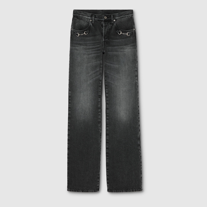 Cotton Denim Pants With Horsebit Cotton Denim Pants With Horsebit