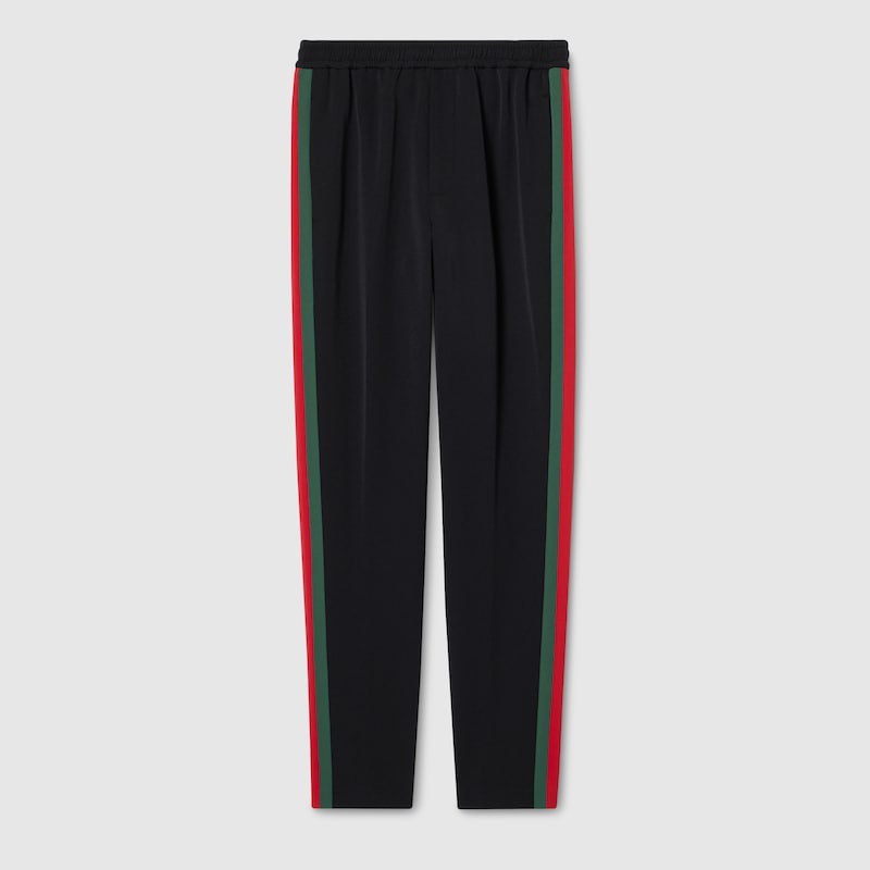 Gucci Stretch Nylon Sportswear Pants With Web In Black