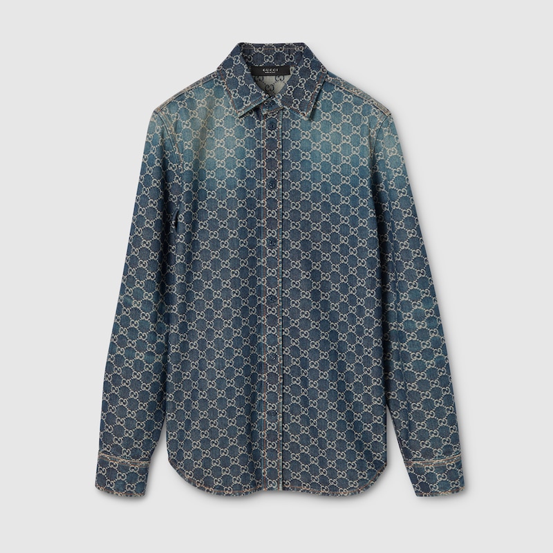 Gucci GG Cotton Denim Jacquard Shirt