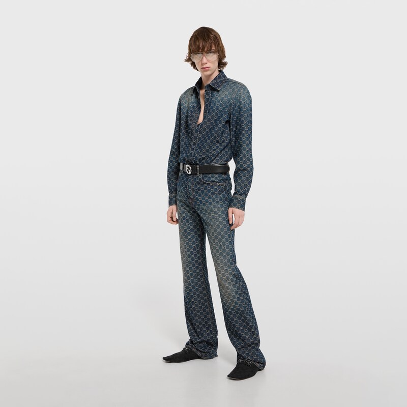 Gucci GG Cotton Denim Jacquard Shirt | Thumbnail 2 Gucci GG Cotton Denim Jacquard Shirt | Thumbnail 2