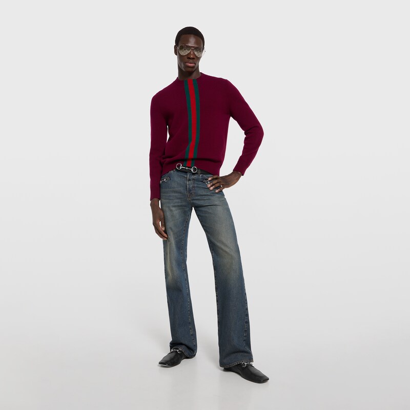 Gucci Knit Wool Sweater With Web Intarsia | Thumbnail 2 Gucci Knit Wool Sweater With Web Intarsia | Thumbnail 2