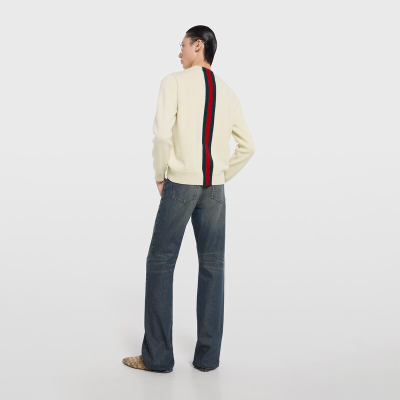 Gucci Knit Wool Sweater With Web Intarsia | Thumbnail 3 Gucci Knit Wool Sweater With Web Intarsia | Thumbnail 3