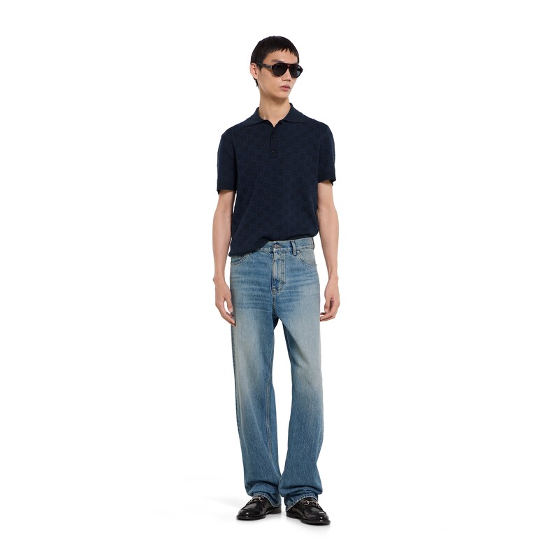 Gucci GG Cotton Silk Jacquard Polo Shirt | Thumbnail 3 Gucci GG Cotton Silk Jacquard Polo Shirt | Thumbnail 3