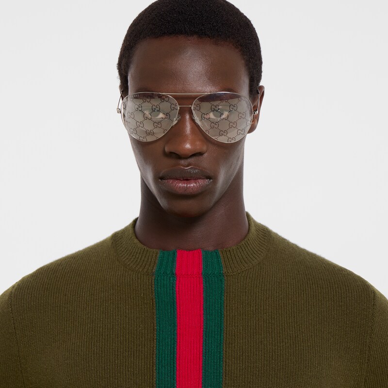 Gucci Knit Wool Sweater With Web Intarsia | Thumbnail 3 Gucci Knit Wool Sweater With Web Intarsia | Thumbnail 3