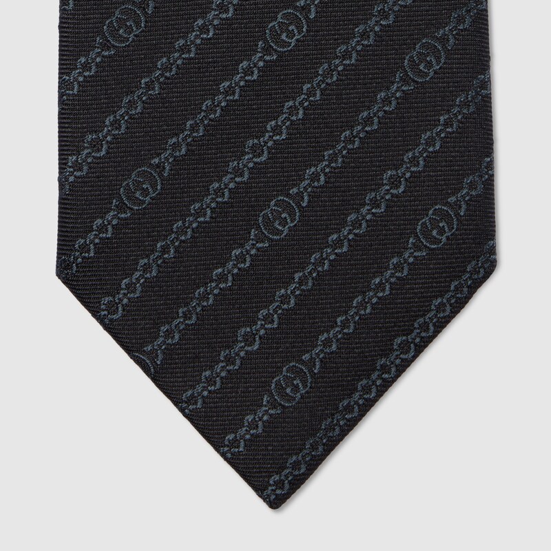 Gucci Interlocking G Chain Silk Tie | Thumbnail 2 Gucci Interlocking G Chain Silk Tie | Thumbnail 2