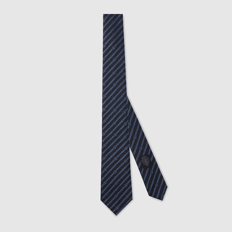 Gucci Interlocking G Chain Silk Tie