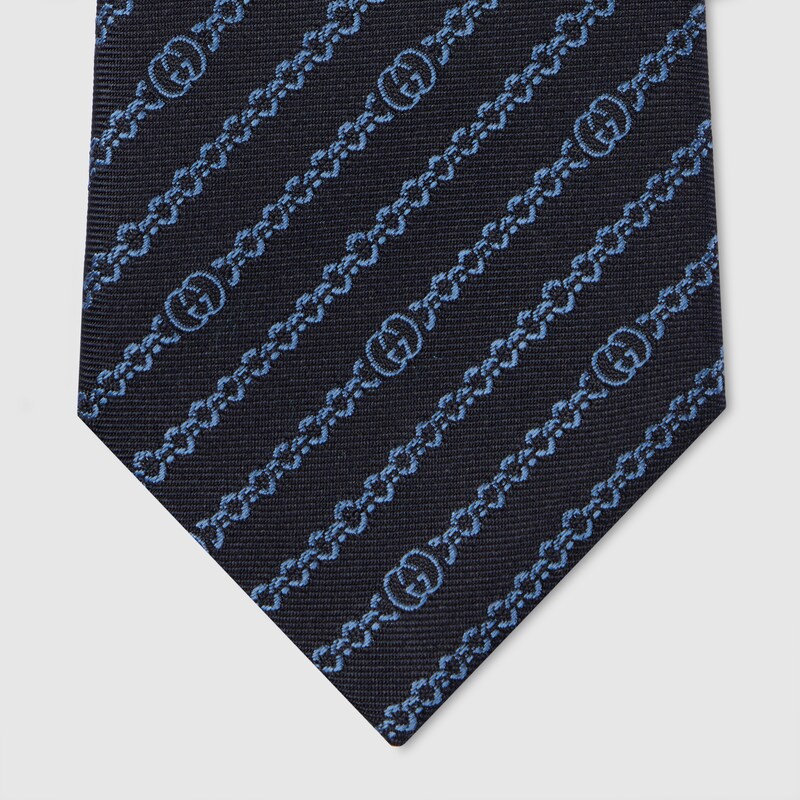 Gucci Interlocking G Chain Silk Tie | Thumbnail 2 Gucci Interlocking G Chain Silk Tie | Thumbnail 2