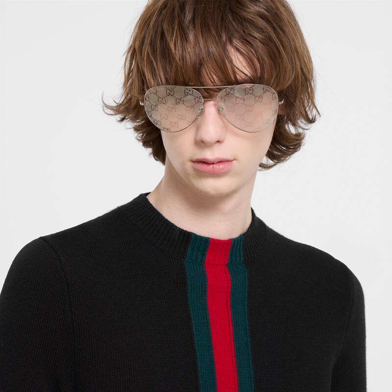 Gucci Fine Knit Wool Sweater With Web | Thumbnail 3 Gucci Fine Knit Wool Sweater With Web | Thumbnail 3