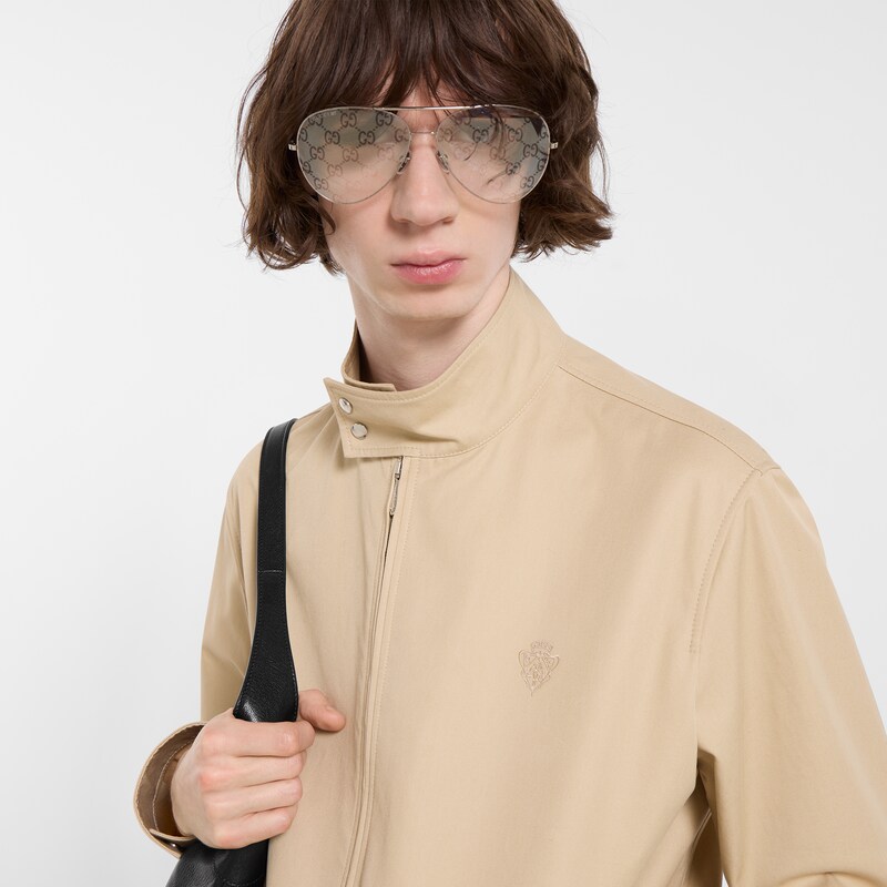 Gucci Cotton Twill Zip Jacket With Web | Thumbnail 3